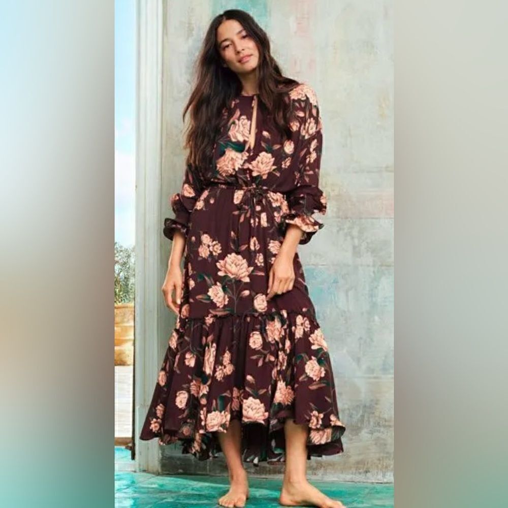 Johanna Ortiz x H&M flounced crepe women’s midi dress size S - Picture 3 of 12